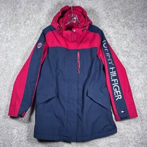 Tommy Hilfiger Weather System Jacket Full Zip Red Blue Womens Medium